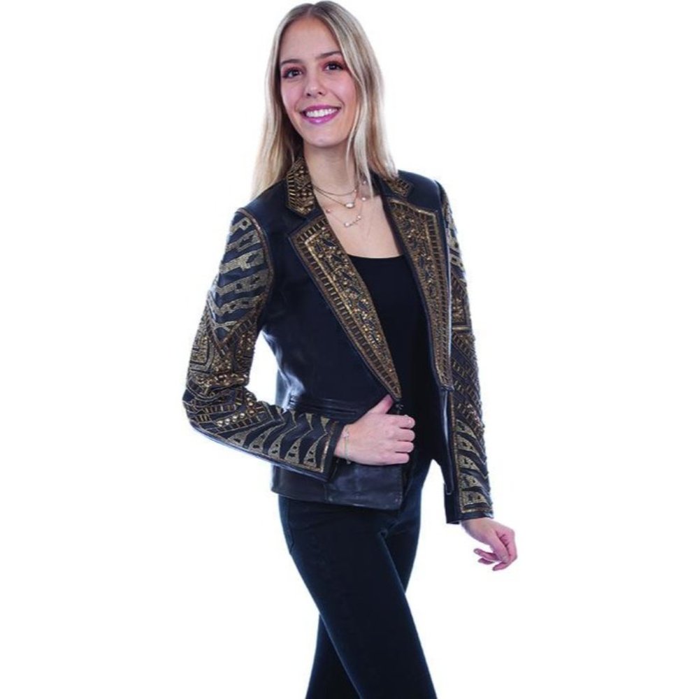 Scully Black Leather Beaded Jacket NEW